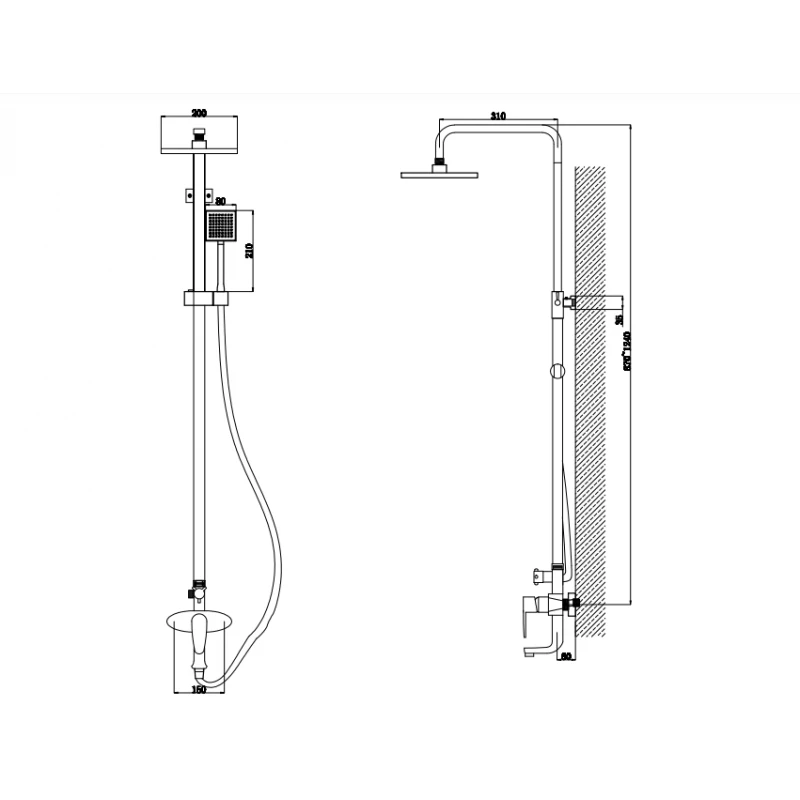 Душ сет ICT 5386 "ЕМИЛИ", телескопично тръбно окачване с месингов смесител, стационарен душ с ОСВЕТЛЕНИЕ, подвижен душ с ОСВЕТЛЕНИЕ, превключвател, шлаух  и чучур, керамичен механизъм normal brand, Аератор M24, хром